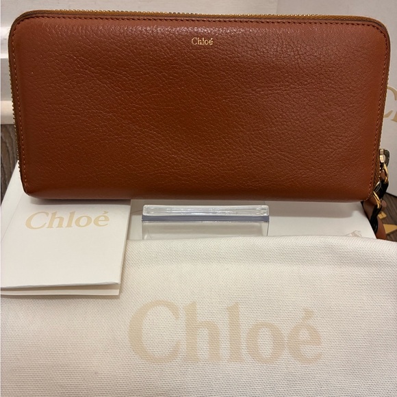 Chloé Brown Leather Zip Wallet-Dust Box, Box, papers - Picture 7 of 8